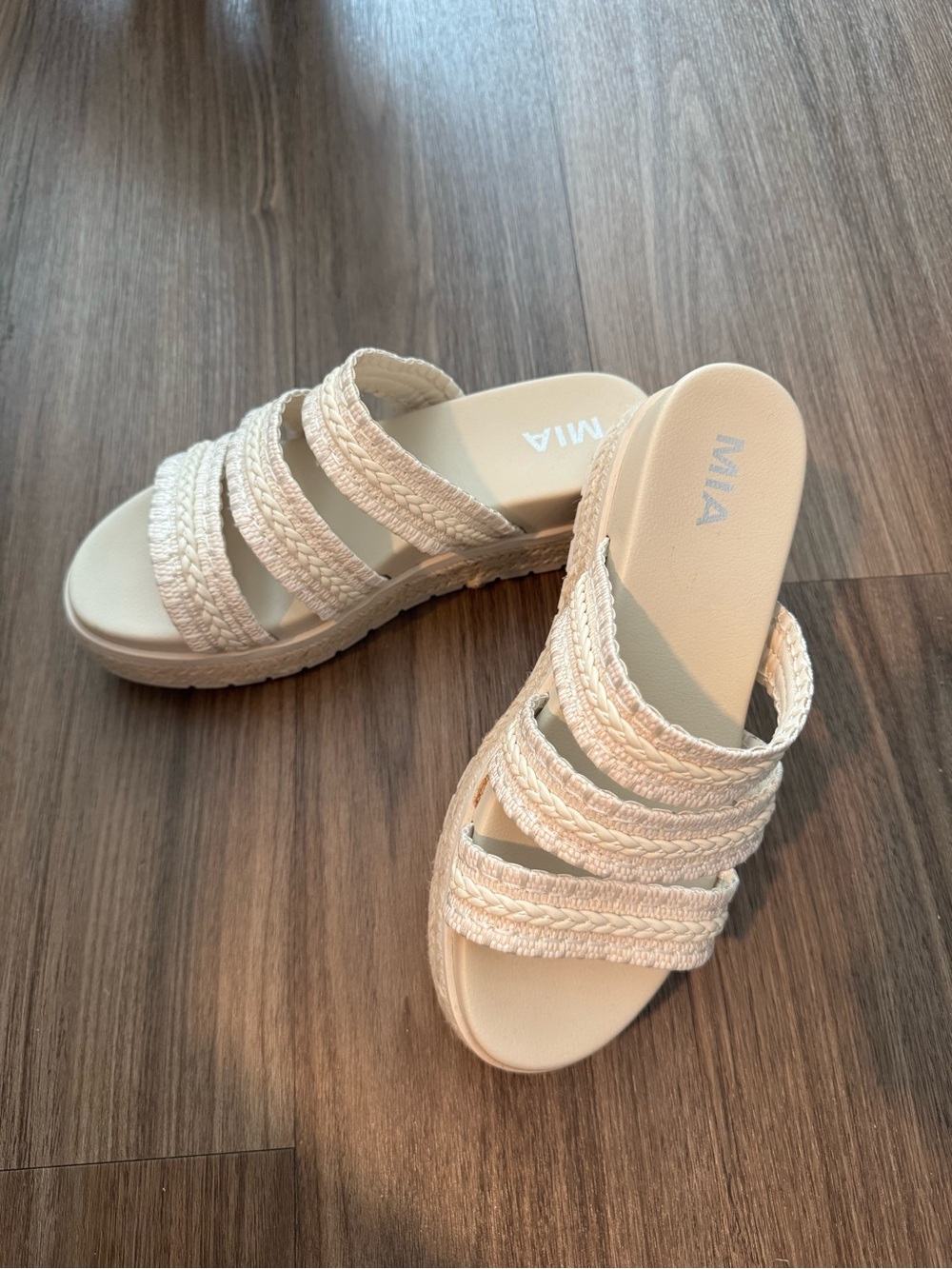 MIA Women's Cream Braided Platform Sandals